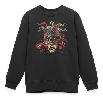 Weirdcore Ästhetik Weird Face Augäpfel Dreamcore - Kinder Premium Organic Sweatshirt - Schwarz - Vorne - AI Model Kid Female (0cm)