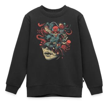 Esthétique Weirdcore Visage Bizarre Crâne Dreamcore - Sweat Premium enfant bio - noir - Devant - AI Model Kid Female (0cm)