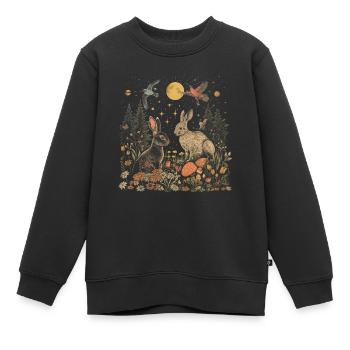 Cottagecore Aesthetic Rabbit Moon Mushroom Witchy - Kids Premium Organic Sweatshirt - black - Front - AI Model Kid Female (0cm)