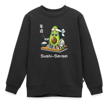 Avocat Sushi Sensei Chef Cuisine asiatique - Sweat Premium enfant bio - noir - Devant - AI Model Kid Female (0cm)