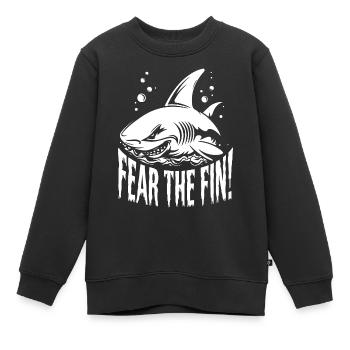 HAI, FÜRCHTE DIE FLOSSE - Kinder Premium Organic Sweatshirt - Schwarz - Vorne - AI Model Kid Female (0cm)
