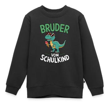 Cooler Dinosaurier Bruder von Schulkind 2025 - Kinder Premium Organic Sweatshirt - Schwarz - Vorne - AI Model Kid Female (0cm)