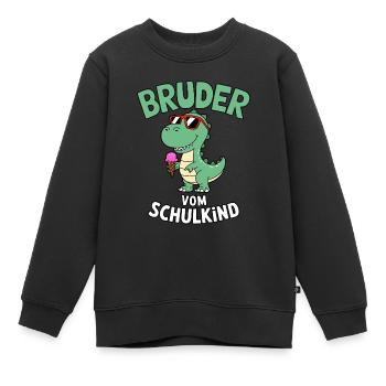 Cooler Dinosaurier Bruder von Schulkind 2025 - Kinder Premium Organic Sweatshirt - Schwarz - Vorne - AI Model Kid Female (0cm)