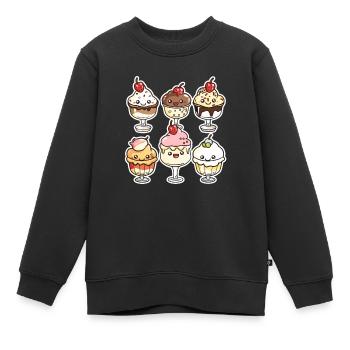 Eiscreme Karikatur - Kinder Premium Organic Sweatshirt - Schwarz - Vorne - AI Model Kid Female (0cm)