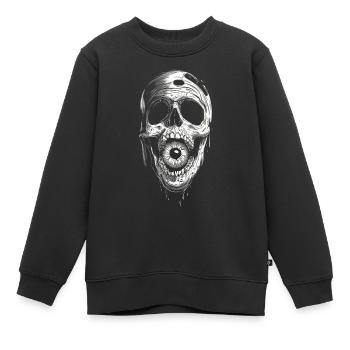 Weirdcore Ästhetisch Totenkopf Augapfel Gruselig S - Kinder Premium Organic Sweatshirt - Schwarz - Vorne - AI Model Kid Female (0cm)