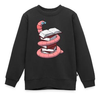 Bookworm - Kids Premium Organic Sweatshirt - black - Front - AI Model Kid Female (0cm)