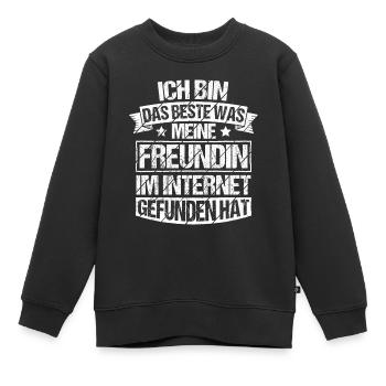 Internet Date Dating Fun Freundin Beziehung Paar K - Kinder Premium Organic Sweatshirt - Schwarz - Vorne - AI Model Kid Female (0cm)