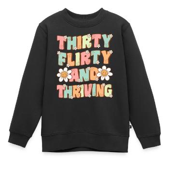 Dreißig Flirty und Blühende Groovy 30. Geburtstag - Kinder Premium Organic Sweatshirt - Schwarz - Vorne - AI Model Kid Female (0cm)
