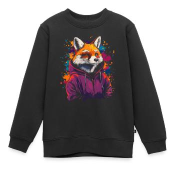 Hip Hop Fuchs Vintage Urban Streetwear - Kinder Premium Organic Sweatshirt - Schwarz - Vorne - AI Model Kid Female (0cm)