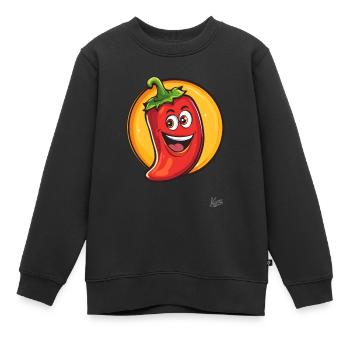 Bonjour! Pepperoni épicé drôle - Sweat Premium enfant bio - noir - Devant - AI Model Kid Female (0cm)