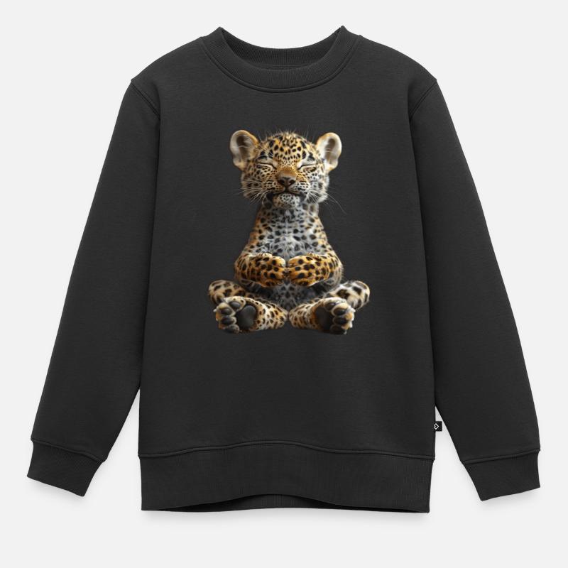 Leopard - Kinder Premium Organic Sweatshirt - Schwarz