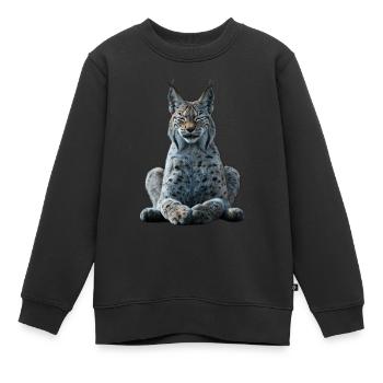 Luchs - Kinder Premium Organic Sweatshirt - Schwarz - Vorne - AI Model Kid Female (0cm)