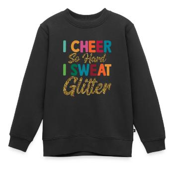 J’applaudis si fort que je transpire paillettes cheerleading cheerleading - Sweat Premium enfant bio - noir - Devant - AI Model Kid Female (0cm)