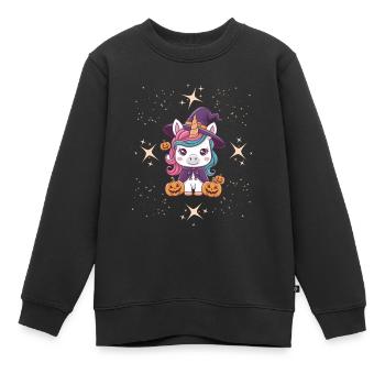 Mignon Happy Halloween Licorne Unisexe T-shirt pour enfants - Sweat Premium enfant bio - noir - Devant - AI Model Kid Female (0cm)