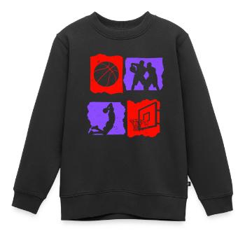 T-shirt de basket-ball B-ball Dunking Rebound Player - Sweat Premium enfant bio - noir - Devant - AI Model Kid Female (0cm)