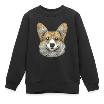 Empreinte digitale corgi - Sweat Premium enfant bio - noir - Devant - AI Model Kid Female (0cm)