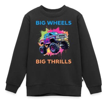 Big Wheels big thrills funny Truck Cars Sayings - Kinder Premium Organic Sweatshirt - Schwarz - Vorne - AI Model Kid Female (0cm)