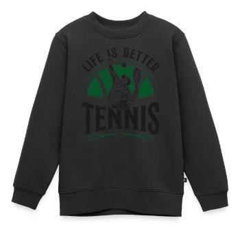 Funny Tennis Player Racket Life Is - Kinder Premium Organic Sweatshirt - Schwarz - Vorne - AI Model Kid Female (0cm)