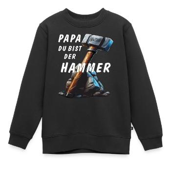 VA-THOR, PAPA, TU ES GÉNIAL - Sweat Premium enfant bio - noir - Devant - AI Model Kid Female (0cm)