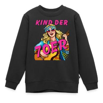 FRAU KIND DER 70er - Kinder Premium Organic Sweatshirt - Schwarz - Vorne - AI Model Kid Female (0cm)