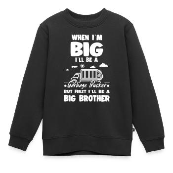 Quand je serai grand, je serai camionneur d’ordures Big Brother - Sweat Premium enfant bio - noir - Devant - AI Model Kid Female (0cm)