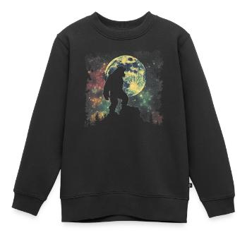 Bigfoot Sasquatch Yeti Heulender Mond - Kinder Premium Organic Sweatshirt - Schwarz - Vorne - AI Model Kid Female (0cm)