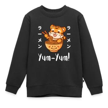 Nouilles Ramen Chibi Asie Soupe de nouilles tigrées Anime - Sweat Premium enfant bio - noir - Devant - AI Model Kid Female (0cm)