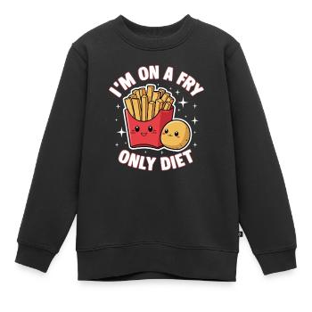 Pommes Tüte Fritten Bude Lustig Fry Only Diet - Kinder Premium Organic Sweatshirt - Schwarz - Vorne - AI Model Kid Female (0cm)