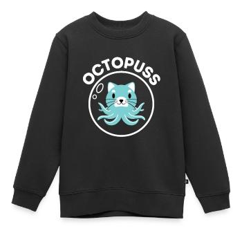 Funny Cat Pun - Kids Premium Organic Sweatshirt - black - Front - AI Model Kid Female (0cm)