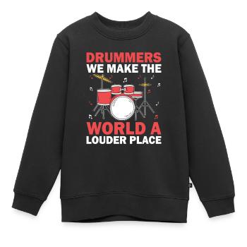 Trommler Wir machen die Welt zu einem lauteren Ort Schlagzeuger - Kinder Premium Organic Sweatshirt - Schwarz - Vorne - AI Model Kid Female (0cm)