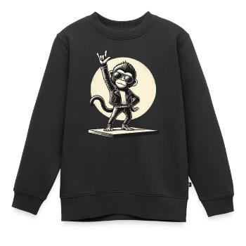 Rock, Rocker, Rock Musik, Heavy Metal, Rock Hand - Kinder Premium Organic Sweatshirt - Schwarz - Vorne - AI Model Kid Female (0cm)