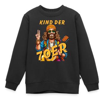 MANN KIND DER 70er - Kinder Premium Organic Sweatshirt - Schwarz - Vorne - AI Model Kid Female (0cm)