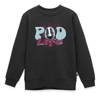 Podcast Podcaster Podcasting - Sweat Premium enfant bio - noir - Devant - AI Model Kid Female (0cm)