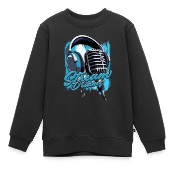 Podcast Podcaster Podcasting - Sweat Premium enfant bio - noir - Devant - AI Model Kid Female (0cm)