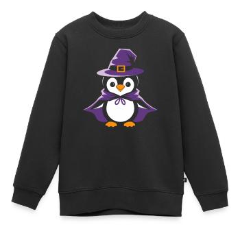 Pinguin Halloween Hexenhut und Umhang - Kinder Premium Organic Sweatshirt - Schwarz - Vorne - AI Model Kid Female (0cm)