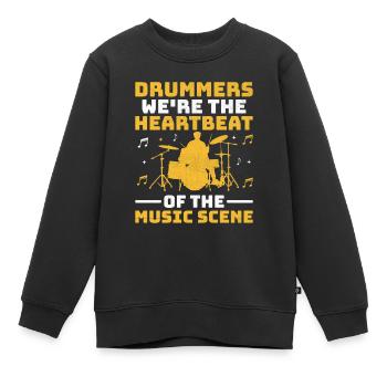 Drummers Wir sind der Herzschlag der Musikszene Dr - Kinder Premium Organic Sweatshirt - Schwarz - Vorne - AI Model Kid Female (0cm)