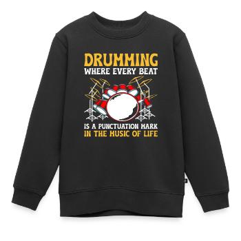 Trommeln, bei dem jeder Schlag ein Satzzeichen ist - Kinder Premium Organic Sweatshirt - Schwarz - Vorne - AI Model Kid Female (0cm)