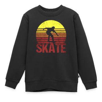 Skate Skateboarding Geschenk Vintage Retro Hobby - Kinder Premium Organic Sweatshirt - Schwarz - Vorne - AI Model Kid Female (0cm)
