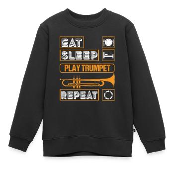 Coole Trompetenkunst Silhouette Lustiger Messing Slogan - Kinder Premium Organic Sweatshirt - Schwarz - Vorne - AI Model Kid Female (0cm)