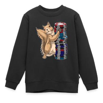 Meerkat Poker Jetons de poker - Sweat Premium enfant bio - noir - Devant - AI Model Kid Female (0cm)