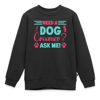 Hundegruamwelpen Haustier -Pflege -Job Salon - Kinder Premium Organic Sweatshirt - Schwarz - Vorne - AI Model Kid Female (0cm)