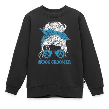 Hundegruamwelpen Haustier -Pflege -Job Salon - Kinder Premium Organic Sweatshirt - Schwarz - Vorne - AI Model Kid Female (0cm)