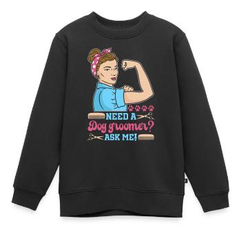 Hundegruamwelpen Haustier -Pflege -Job Salon - Kinder Premium Organic Sweatshirt - Schwarz - Vorne - AI Model Kid Female (0cm)