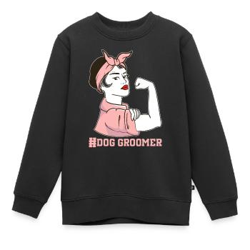 Hundegruamwelpen Haustier -Pflege -Job Salon - Kinder Premium Organic Sweatshirt - Schwarz - Vorne - AI Model Kid Female (0cm)