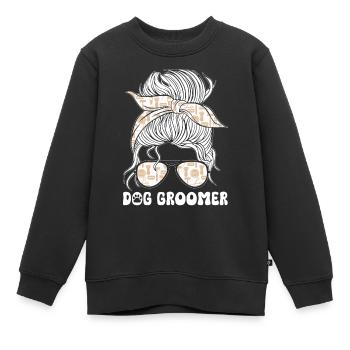 Hundegruamwelpen Haustier -Pflege -Job Salon - Kinder Premium Organic Sweatshirt - Schwarz - Vorne - AI Model Kid Female (0cm)
