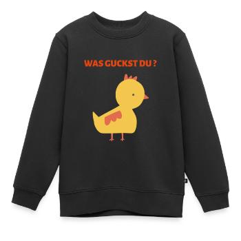 WAS GUCKST DU? - Kinder Premium Organic Sweatshirt - Schwarz - Vorne - AI Model Kid Female (0cm)