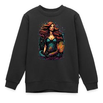 Die bunte Meerjungfrau – eine Metropole voller Fantasie - Kinder Premium Organic Sweatshirt - Schwarz - Vorne - AI Model Kid Female (0cm)