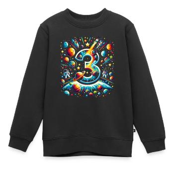Astronaut 3. Geburtstag Weltraum Jungen 3 Jahre - Kinder Premium Organic Sweatshirt - Schwarz - Vorne - AI Model Kid Female (0cm)