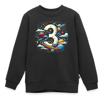Astronaut 3. Geburtstag Weltraum Jungen 3 Jahre - Kinder Premium Organic Sweatshirt - Schwarz - Vorne - AI Model Kid Female (0cm)