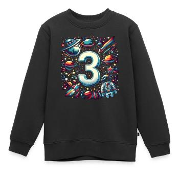 Astronaut 3. Geburtstag Weltraum Jungen 3 Jahre - Kinder Premium Organic Sweatshirt - Schwarz - Vorne - AI Model Kid Female (0cm)